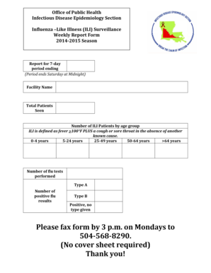 Influenza-Like Illness Surveillance Weekly Report Form