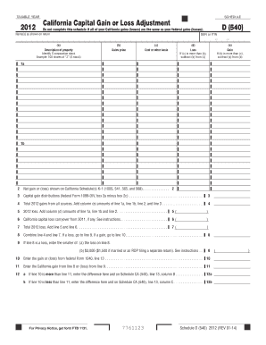 California Capital Gain or Loss Adjustment