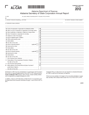 Alabama Corporation Annual Report Schedule