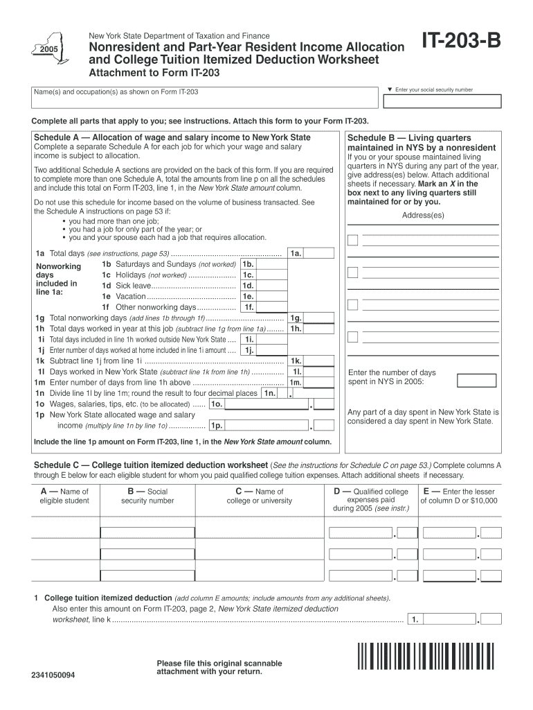 Fillable Online tax ny IT203B New York State Department of Taxation