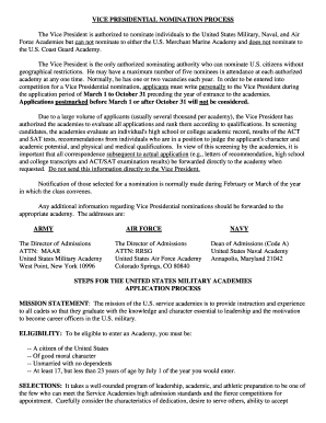 US Vice Presidential Nomination Application