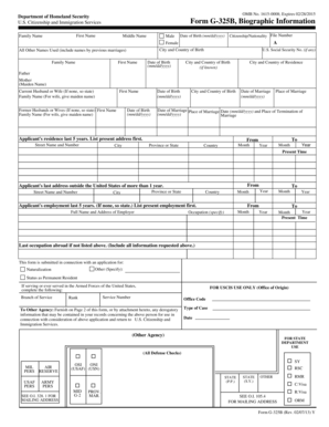 USCIS Form G-325B Biographic Information