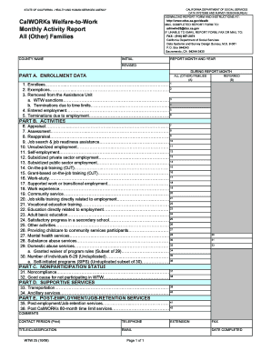 California CalWORKs Monthly Activity Report