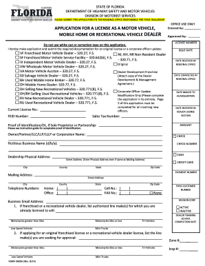 Florida Motor Vehicle Dealer License Application