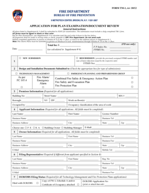 NYC Fire Department Plan Examination Application