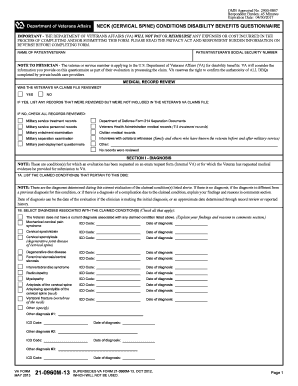 Neck Conditions Disability Benefits Questionnaire