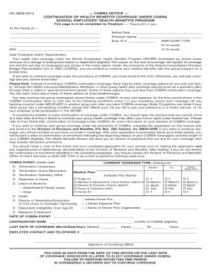 COBRA Notice for School Employees