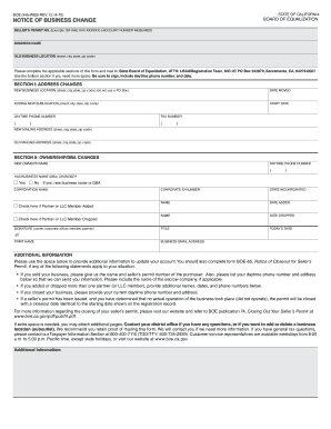 California Notice of Business Change