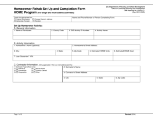 HUD Homeowner Rehab Form