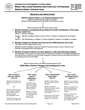 Arizona State Retirement System Direct Rollover Form