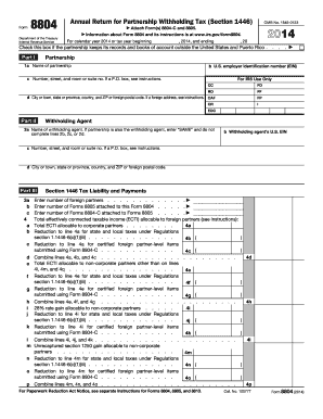 Form 8804 Department of the Treasury Internal Revenue Service Annual Return for Partnership Withholding Tax (Section 1446) - irs