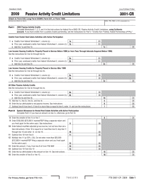 California Passive Activity Credit Limitations Form 3801-CR