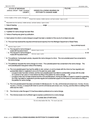 Michigan Name Change Court Order