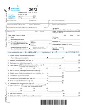 Wisconsin Income Tax Form 2012