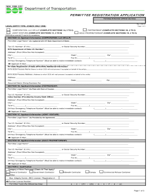 NYCDOT Permittee Registration Application