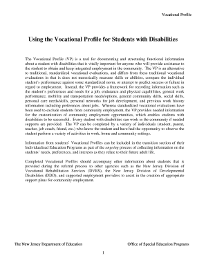 Vocational Profile for Students with Disabilities