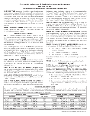 Nebraska Homestead Exemption Application Income Statement