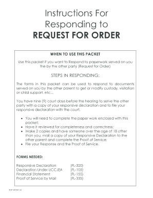 Responsive Declaration for Child Custody and Support