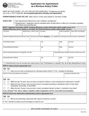 Montana Notary Public Application