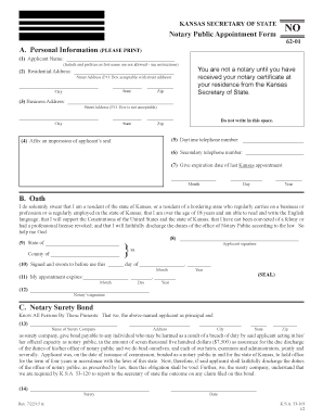 Kansas Notary Public Appointment Form