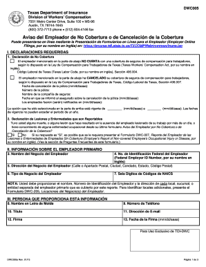 Aviso del Empleador de No Cobertura o de Cancelación de la Cobertura