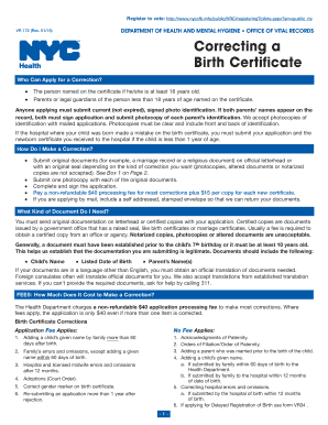 New York Birth Certificate Correction Form