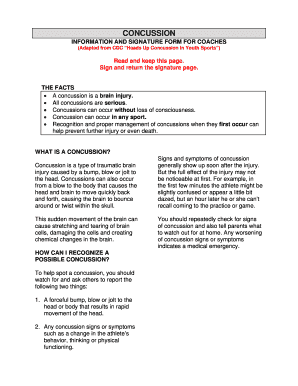 Concussion Information and Signature Form for Coaches