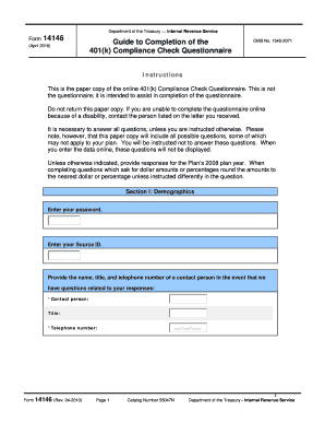 Guide to Completion of the 401(k) Compliance Check Questionnaire