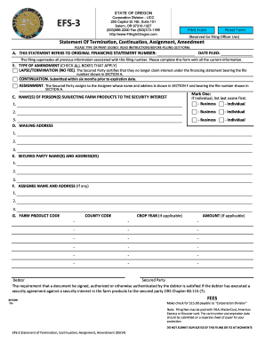Oregon UCC Statement of Termination, Continuation, Assignment, Amendment
