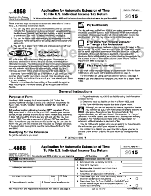 IRS Form 4868 Application for Extension of Time