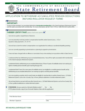 Massachusetts Pension Deduction Withdrawal Form