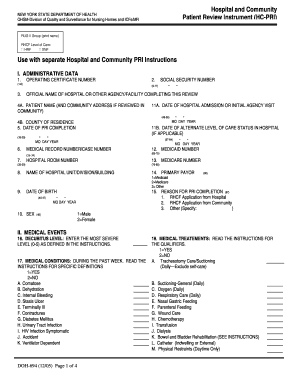 New York State Department of Health Patient Review Instrument