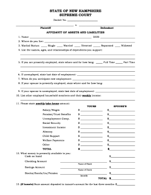 Affidavit of Assets and Liabilities