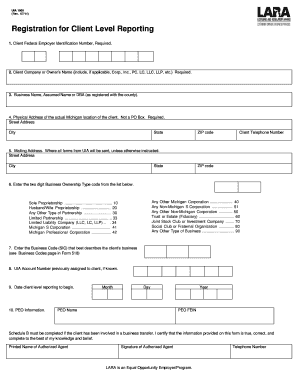 Michigan Client Level Reporting Registration