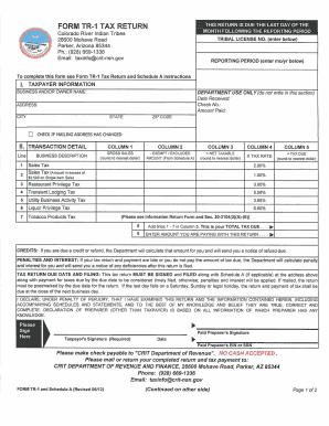 Colorado River Indian Tribes Tax Return Form TR-1
