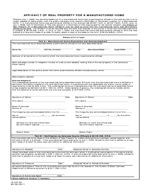 Affidavit of Real Property for a Manufactured Home