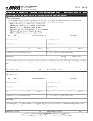 Maryland Farm Area Vehicle Tags Application