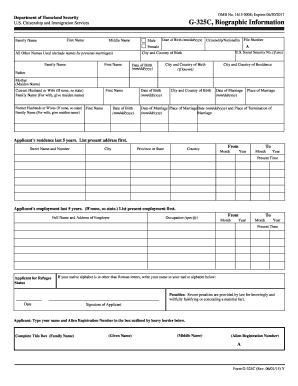USCIS Form G-325C Biographic Information