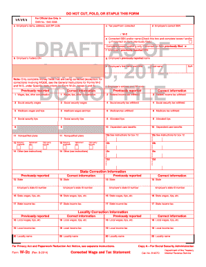 IRS Form W-2c Draft