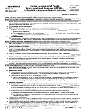 Form 5305-SIMPLE Savings Incentive Match Plan