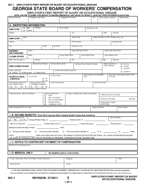 Georgia Employer's First Report of Injury or Occupational Disease