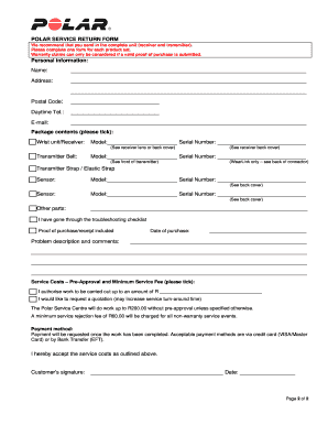 Polar Service Return Form