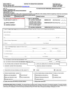 FMCS Form F-7 Notice to Mediation Agencies