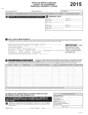 North Carolina Personal Property Listing Form