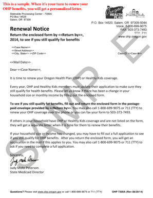 Oregon Health Plan Renewal Form