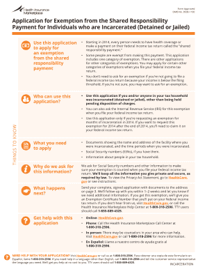 Application for Exemption from Shared Responsibility Payment for Incarcerated Individuals
