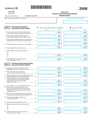 Kentucky Form 740 Federal Adjusted Gross Income Modifications