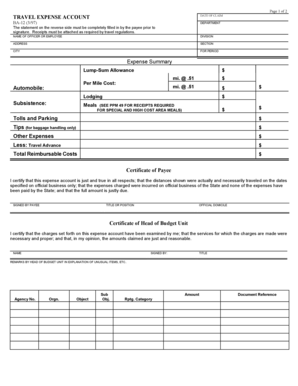 Travel Expense Account Form