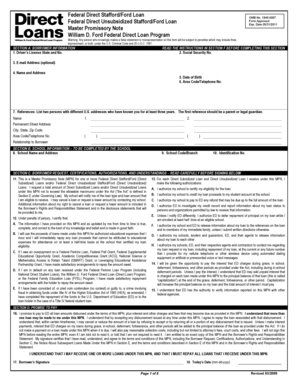 Federal Direct Stafford/Ford Loan Master Promissory Note