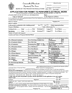 Massachusetts Electrical Work Permit Application